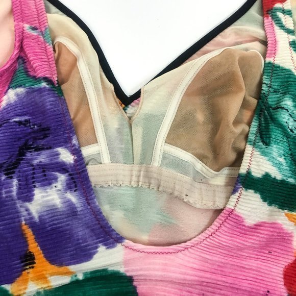 Vintage Women's Floral Swimsuit w/‎ micro-pleating Sz L - Picture 7 of 8